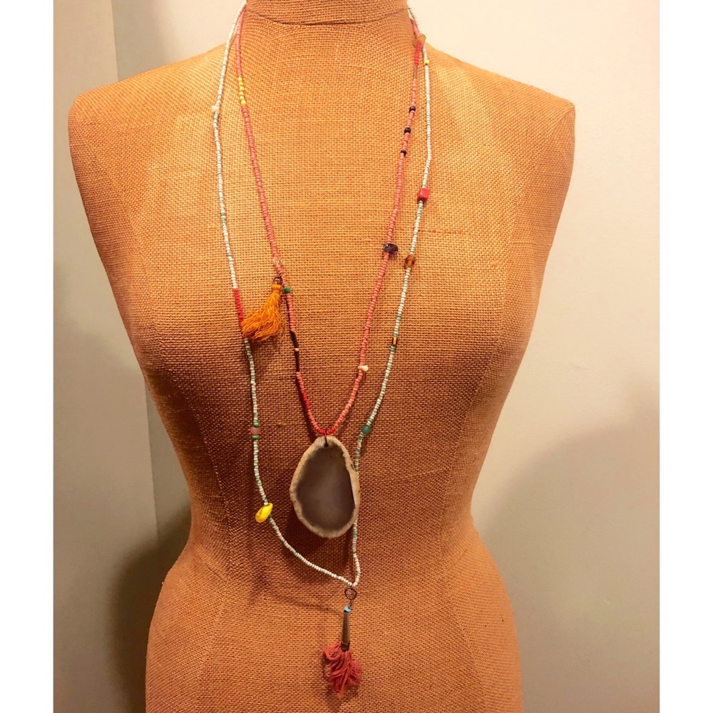 Beaded Necklace with Crystal